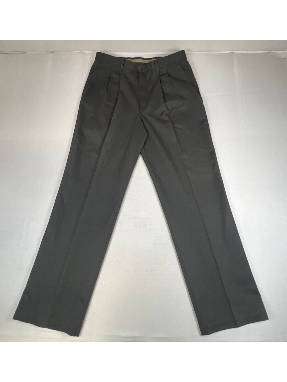 Vtg Dockers Mens 38x32 Gray Pleated Cotton Chino Pants Casual Work Trousers